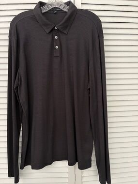 ROBERT BARAKETT Long Sleeve Polo - Charcoal Gray